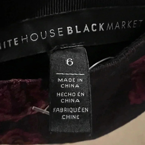 White House Black Market WHBM | Burgundy Floral Pencil Skirt | Size 6 - Picture 5 of 9